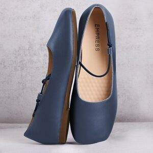 Empress Australia Matte Blue Leather flat with a Square Toe Size 39